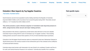 Colombia's Main Imports by Top Supplier Countries - colombia exports to usa
