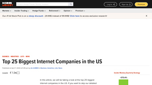 Top 25 Biggest Internet Companies in the US - Insider Monkey - internet companies in usa