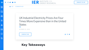 UK Industrial Electricity Prices Are Four Times More Expensive than in ... - industrial energy power cost usa vs europe