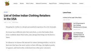 List of Online Indian Clothing Retailers in the USA - best place to buy indian clothes online in usa