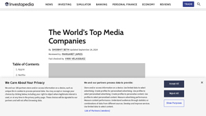 The World's Top Media Companies - Investopedia - largest media companies in usa