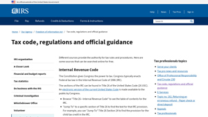 Tax code, regulations and official guidance - Internal Revenue Service - who makes laws in usa