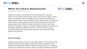 Where Are Subarus Manufactured? - It Still Runs - are subarus made in usa