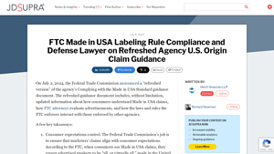 FTC Made in USA Labeling Rule Compliance and Defense Lawyer ... - made in usa qualifications