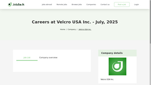 Careers at Velcro USA Inc in Sri Lanka - May, 2025 | JobEka.lk - velcro usa careers