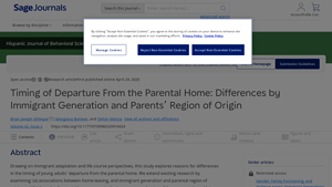 Timing of Departure From the Parental Home: Differences by Immigrant ... - average age to move out of parents house usa