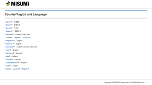 Country/Region and Language | MISUMI(ミスミ) - misumi usa