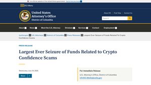 Largest Ever Seizure of Funds Related to Crypto Confidence Scams - secret service usa