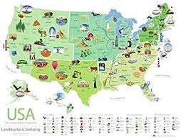 USA Fun Colorful Map of Landmarks ...
