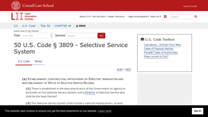 50 U.S. Code § 3809 - Selective Service System | U.S. Code | US Law ... - selective service usa