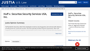 Huff v. Securitas Security Services USA, Inc. - Justia Law - securitas security services usa inc