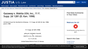 Gazaway v. Makita USA, Inc., 11 F. Supp. 2d 1281 (D. Kan. 1998) - makita usa inc