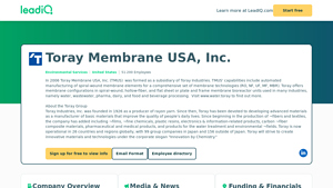 Toray Membrane USA, Inc. Company Overview, Contact Details ... - toray membrane usa inc