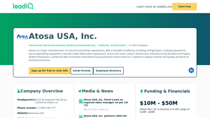 Atosa USA, Inc. Company Overview, Contact Details & Competitors | LeadIQ - atosa usa inc