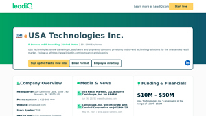 USA Technologies Inc. Company Overview, Contact Details & Competitors ... - usa technologies inc