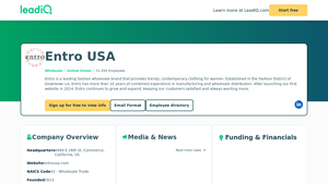 Entro USA Company Overview, Contact Details & Competitors | LeadIQ - entro usa wholesale