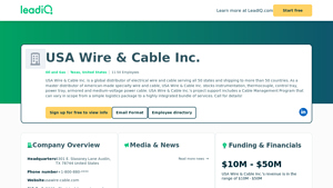 USA Wire & Cable Inc. - LeadIQ - usa wire and cable