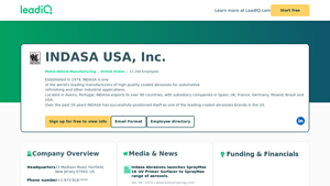 INDASA USA, Inc. Company Overview, Contact Details & Competitors | LeadIQ - indasa usa inc