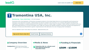 Tramontina USA, Inc. Company Overview, Contact Details & Competitors ... - tramontina usa inc.