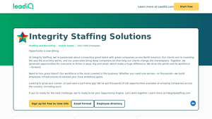 Integrity Staffing Solutions Company Overview, Contact Details ... - LeadIQ - integrity staffing solutions usa