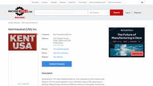 Kent Industrial (USA) Inc. - MachineTools.com - kent industrial usa inc