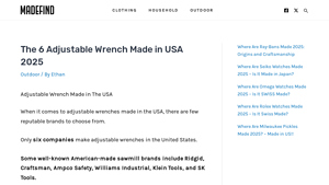 The 6 Adjustable Wrench Made in USA 2025 - MadeFind - craftsman made in usa
