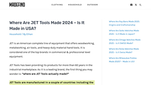 Where Are JET Tools Made 2024 - Is It Made in USA? - MadeFind - jet tools usa