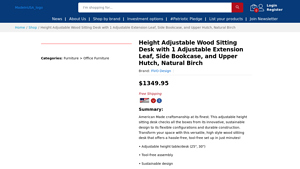 Made In USA | Height Adjustable Wood Sitting Desk with 1 Adjustable ... - desks made in usa