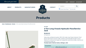 4-Ton Long Chassis Hydraulic Floor/Service Jack - Made in USA Tools - floor jack made in usa