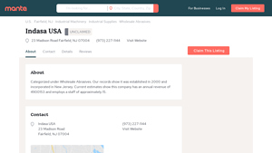 Indasa USA Fairfield NJ, 07004 - Manta.com - indasa usa inc