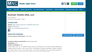 Everest Textile USA, LLC - Manufactured in North Carolina - textile usa
