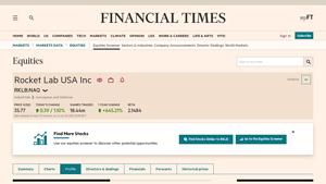 Rocket Lab USA Inc, RKLB:NAQ profile - FT.com - Financial Times - rocket lab usa inc