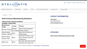 North American Manufacturing Operations - Stellantis Media - car plants in usa