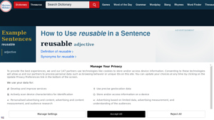 Examples of 'REUSABLE' in a Sentence - Merriam-Webster - example of reusable