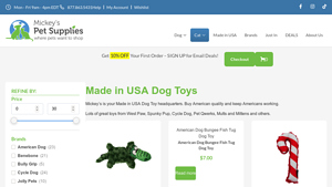 Made in USA Dog Toys - Mickey's Pet Supplies - dog toy manufacturers usa