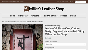 Leather Cell Phone Case, Custom Design Engraved, Made in the ... - usa made phone cases