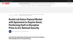 Rocket Lab Enters Payload Market with Agreement to Acquire Geost ... - rocket lab usa inc