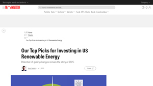 Our Top Picks for Investing in US Renewable Energy - Morningstar - clean energy companies usa