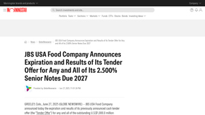 JBS USA Food Company Announces Expiration and Results of Its Tender ... - jbs usa food company