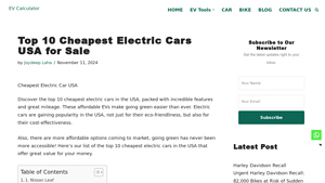Top 10 Cheapest Electric Cars USA for Sale - myevcalculator.com - cheap electric cars usa