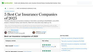 The Best Car Insurance Companies of June 2025 - NerdWallet - top 10 car insurance companies in usa