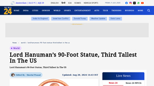 90-ft Lord Hanuman's 'Statue Of Union': Third Tallest in the US - tallest hanuman statue in usa