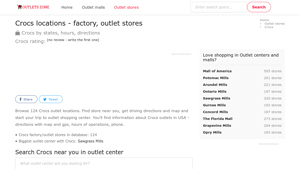 Crocs outlet near you - locations, hours, by US states | Outlets Zone - crocs factory outlet usa