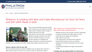 USA Wire and Cable Manufacturer - Philatron.com - wire manufacturers usa