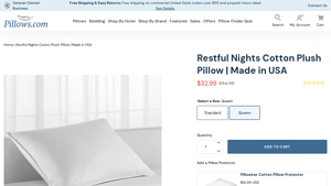 Restful Nights Cotton Plush Pillow | Made in USA - pillows made in usa