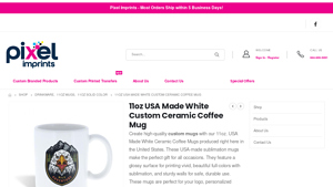 11oz USA Made White Custom Ceramic Coffee Mug - Pixel Imprints - made in usa coffee mug