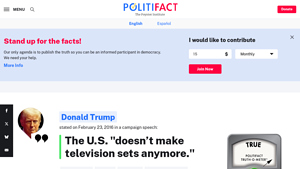 PolitiFact | Donald Trump says U.S. doesn't make TVs anymore - televisions made in usa