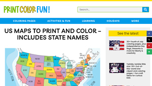 US maps to print and color - includes state names - usa map print