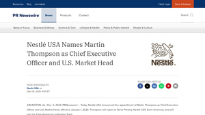 Nestlé USA Names Martin Thompson as Chief Executive Officer and ... - nestle corporation usa