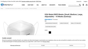 USA Made KN95 Masks (Small, Medium, Large, Adjustable) - 10 Masks (Earloop) - kn95 masks made in usa